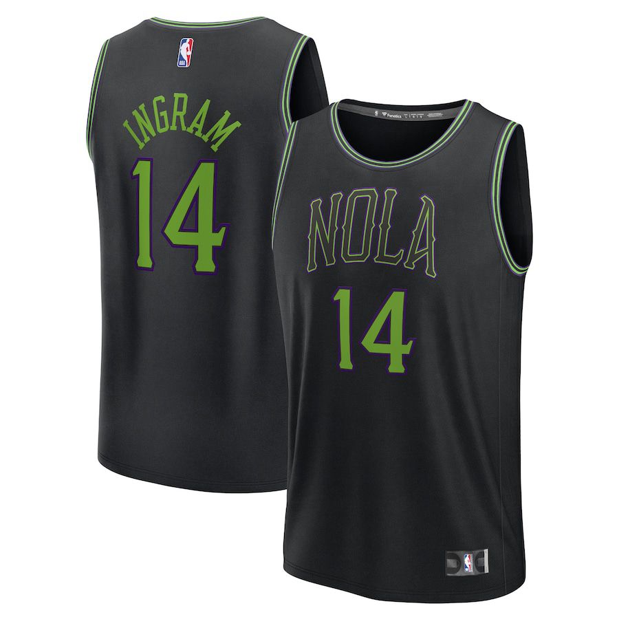 Men New Orleans Pelicans #14 Brandon Ingram Fanatics Branded Black City Edition 2023-24 Fast Break NBA Jersey->new orleans pelicans->NBA Jersey